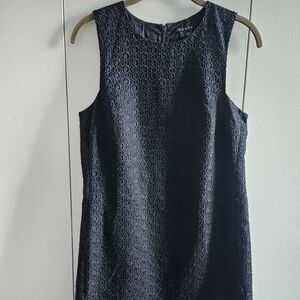 Theory Size 6 Black Circle Embroidery Print Shift Dress